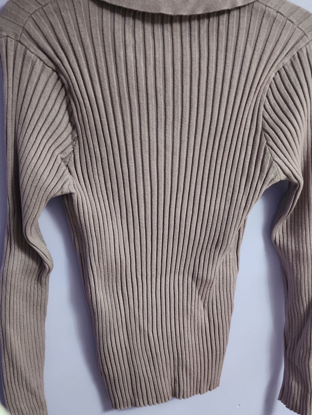 Zaful Purple Ribbed Button-Front Collared Top - Picture 2 of 6